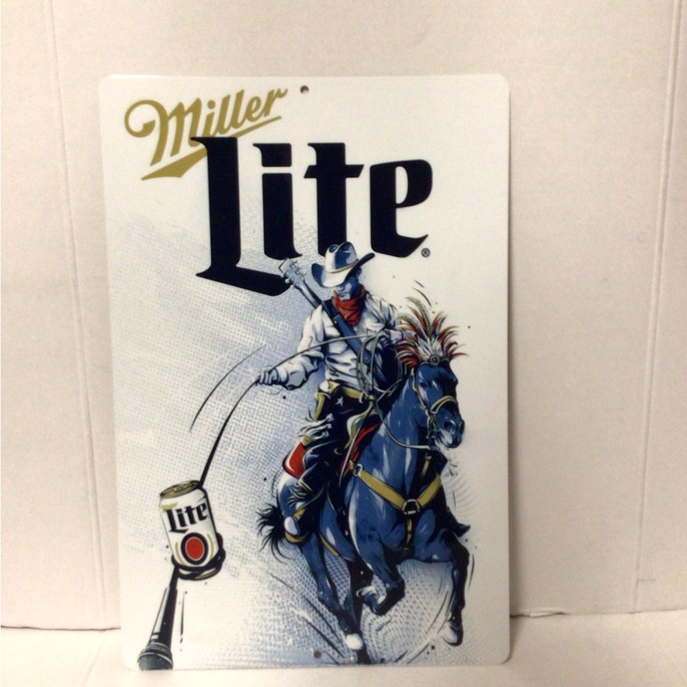 Miller Lite cowboy horse back riding country music beer sign